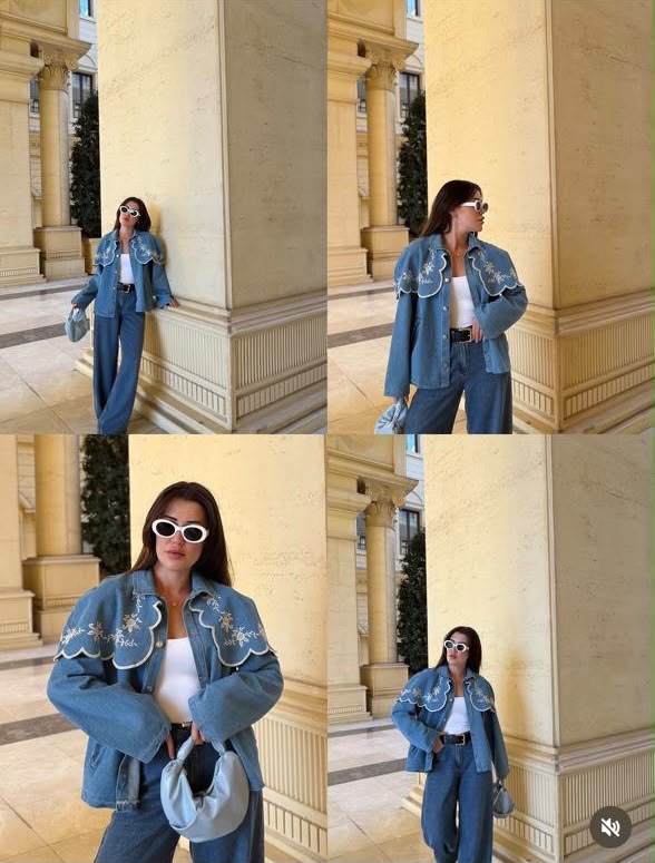 Jacket denim embroidered