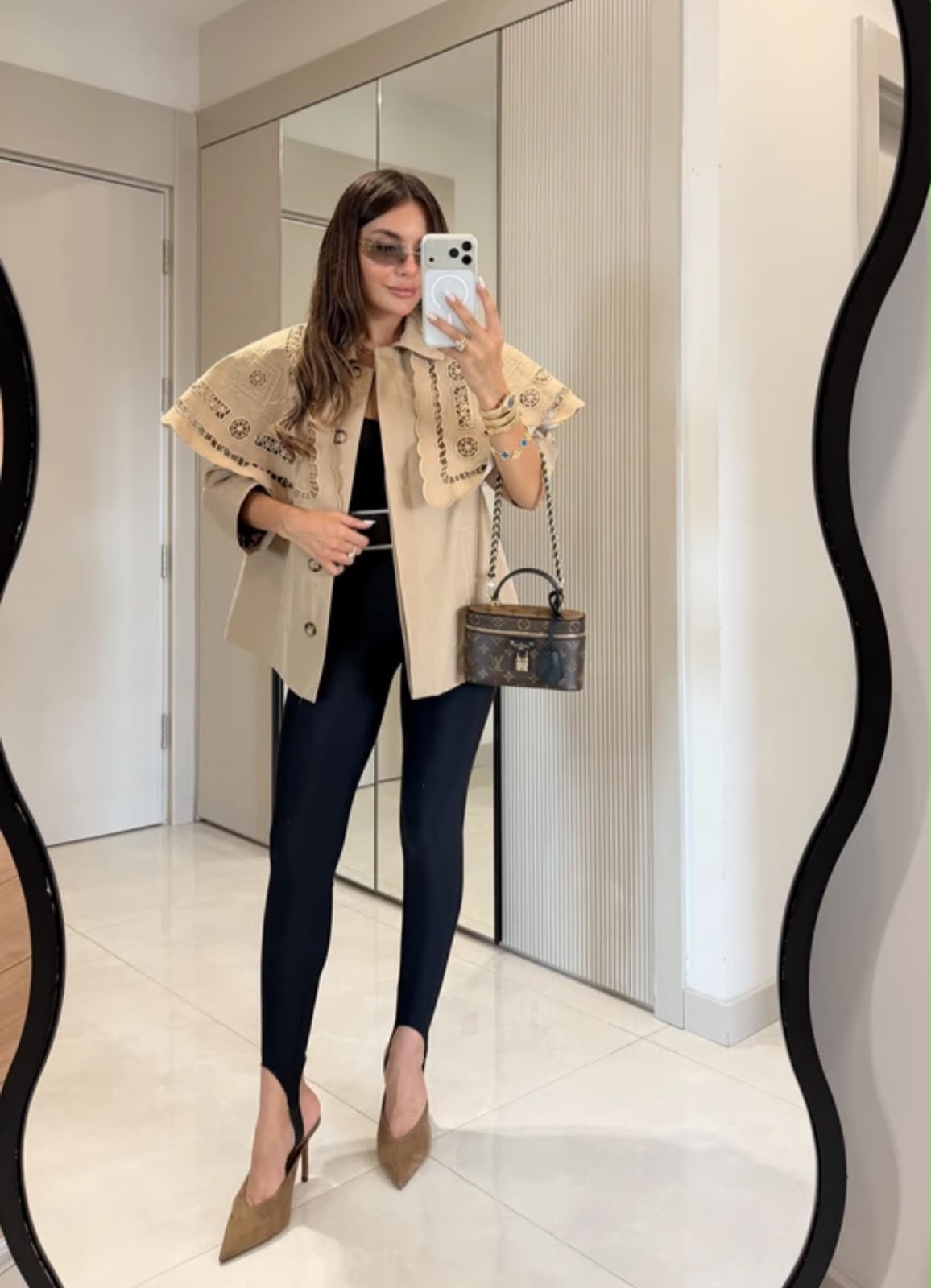 Jacket beige embroidered