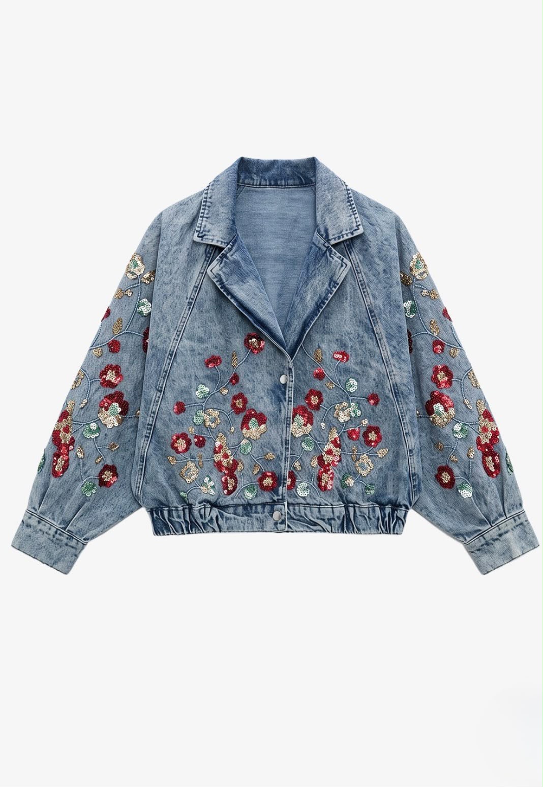 Jacket denim embroidered sequins