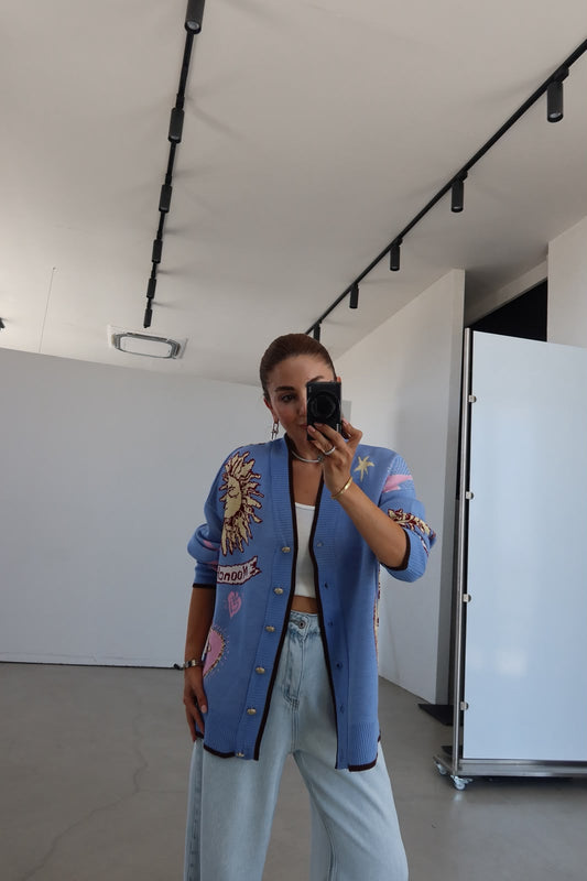 Cardigan pattern moonchild blue