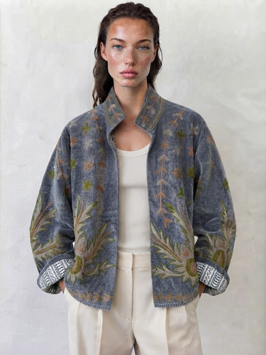 Jacket embroidered light