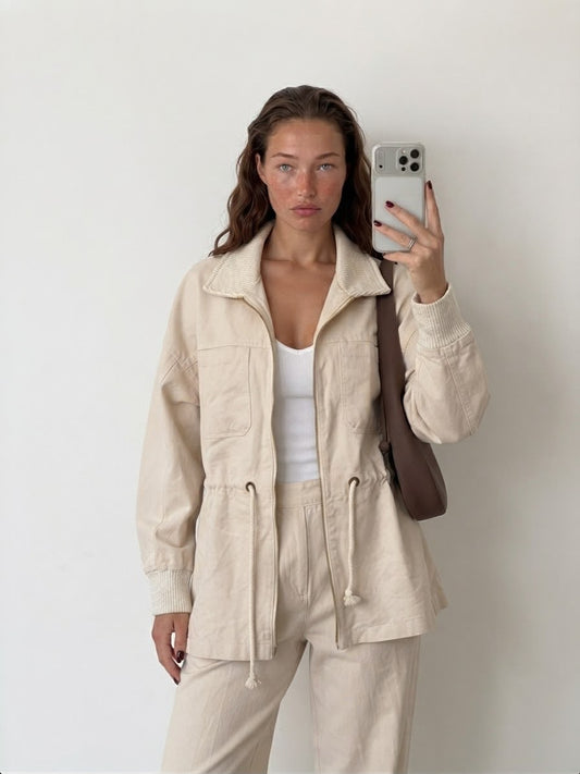 Set off white zipper knit lined