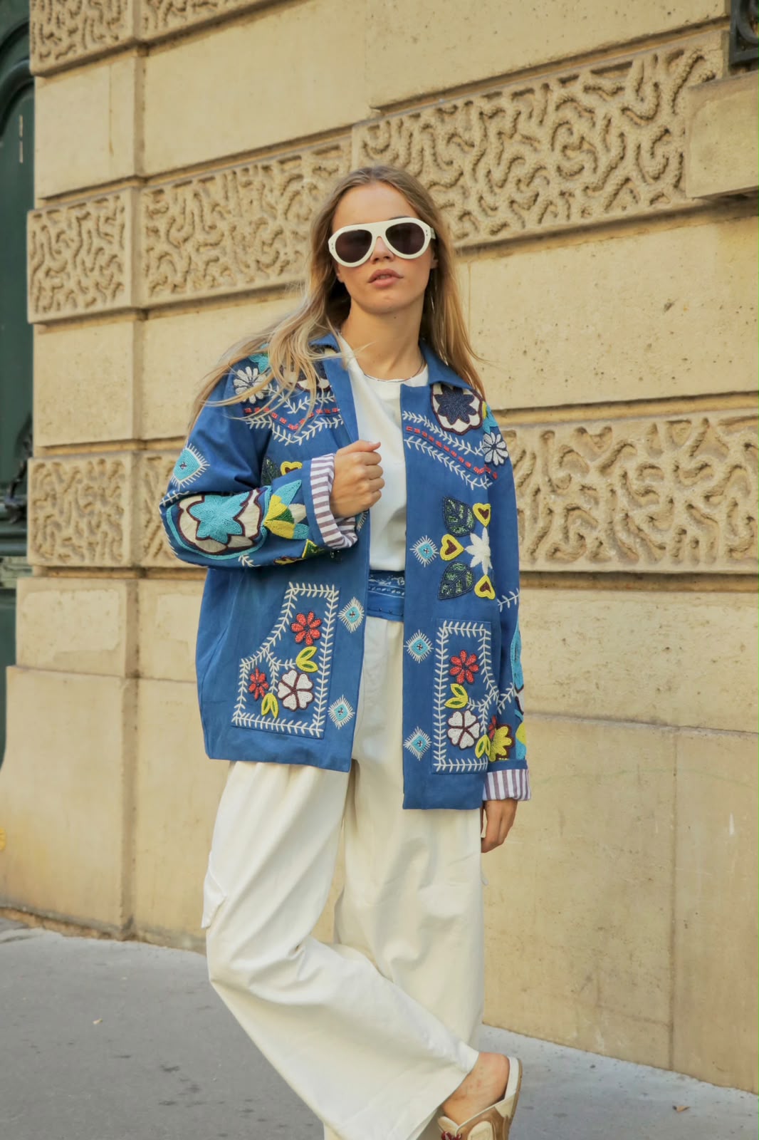 Jacket embroidery blue limited