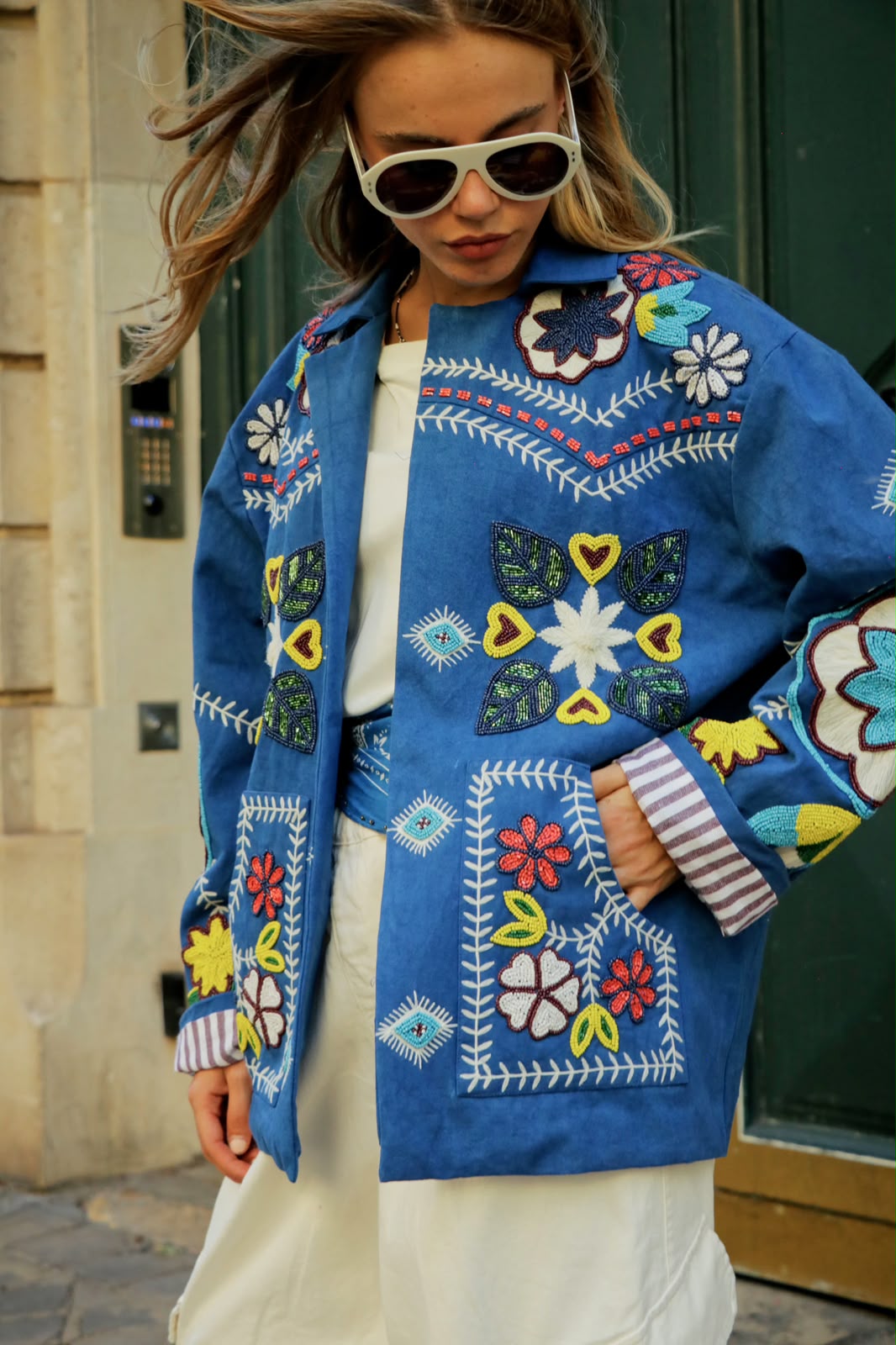 Jacket embroidery blue limited