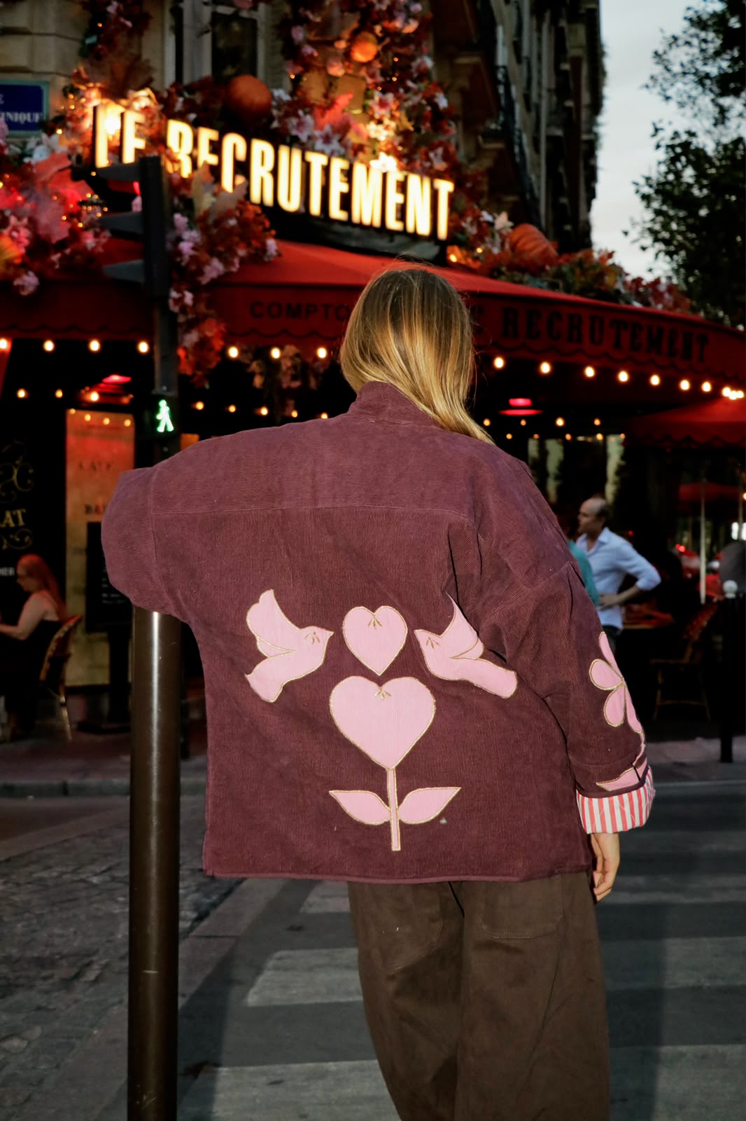 Jacket embroidery brown pink limited