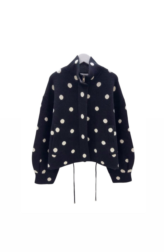 Jacket wool soft polka black
