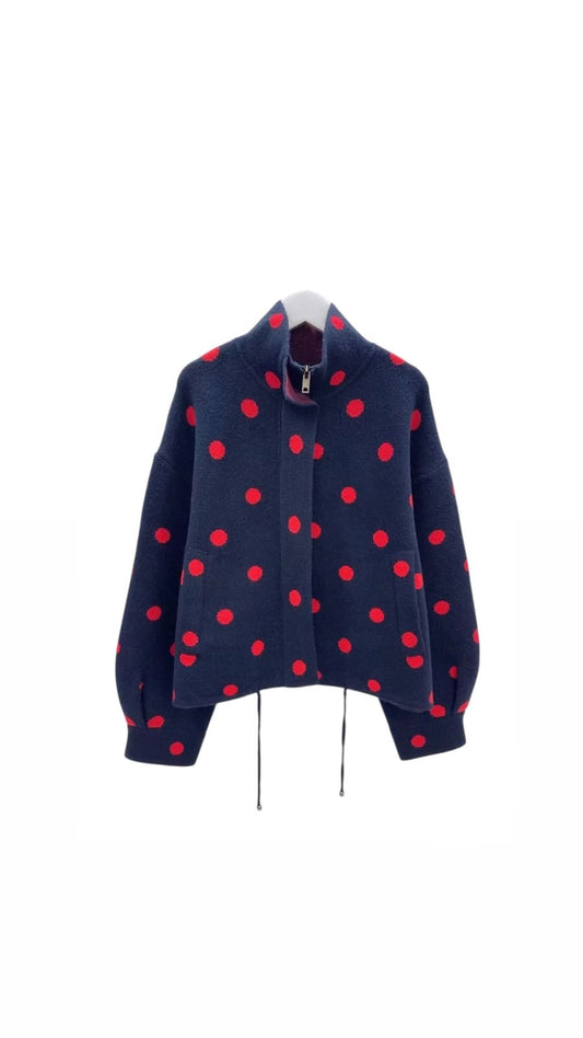 Jacket wool soft polka navy