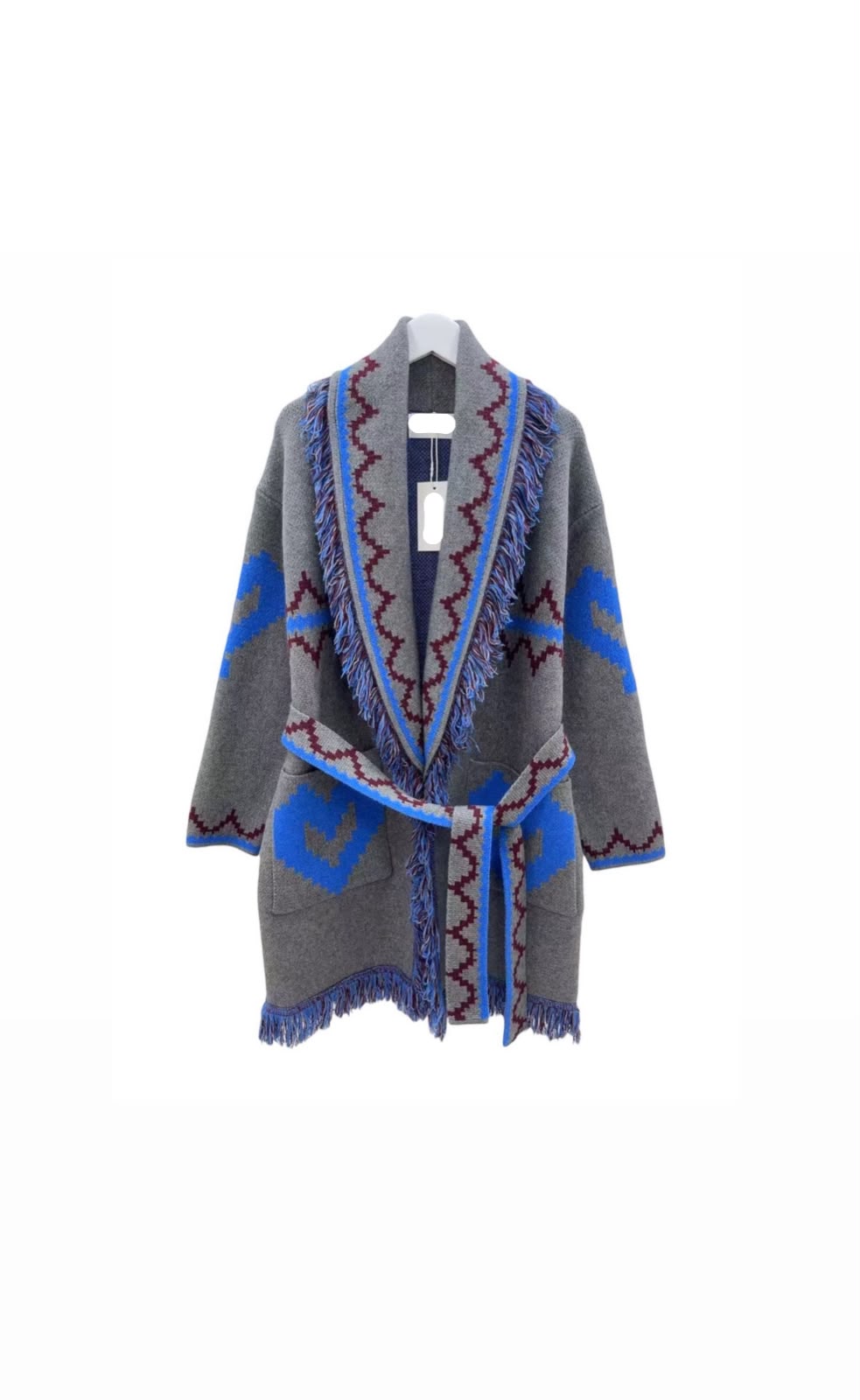 Cardigan zegzag grey blue