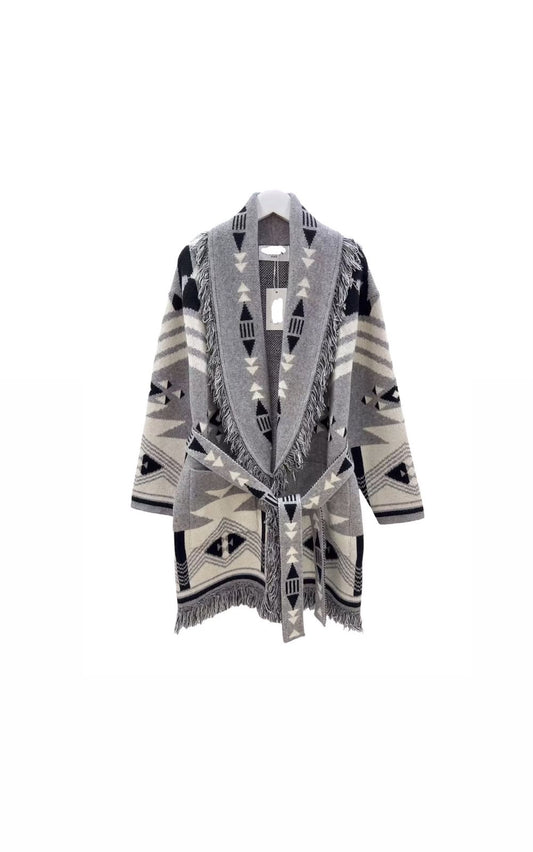 Cardigan zegzag grey light