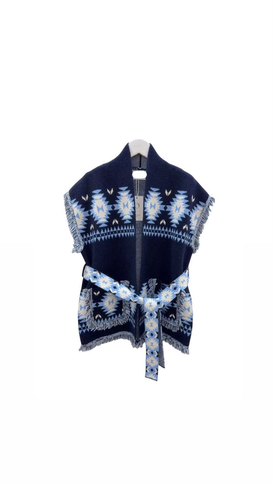 Vest navy zegzag
