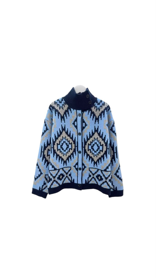 Jacket wool zegzag blue navy