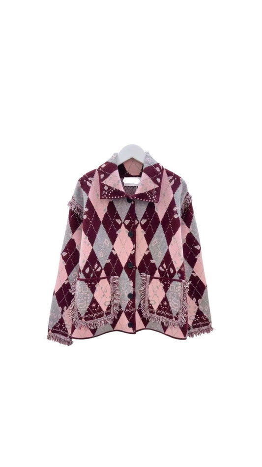 Bandana argyle burgundy rose