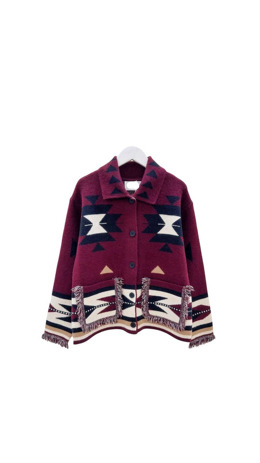 Jacket zegzag burgundy navy