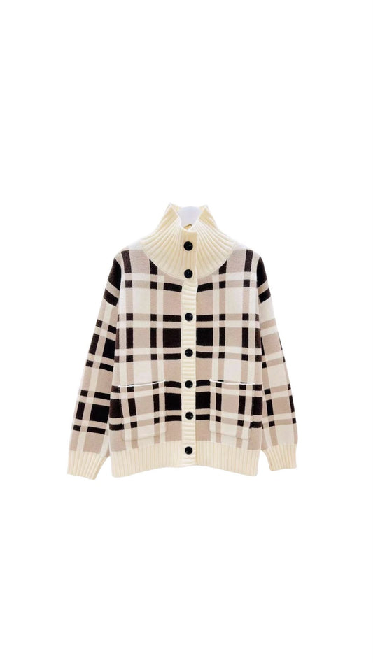 Jacket check black white