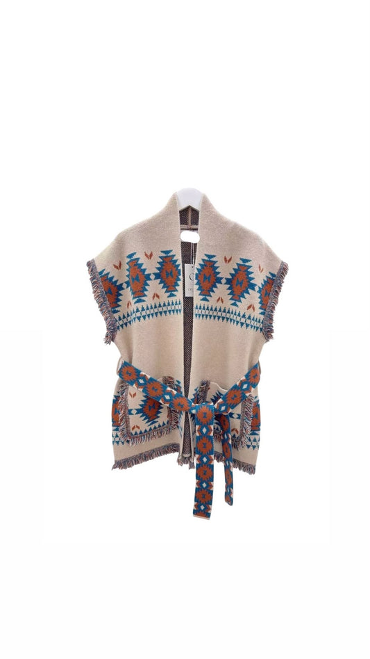 Vest zegzag beige
