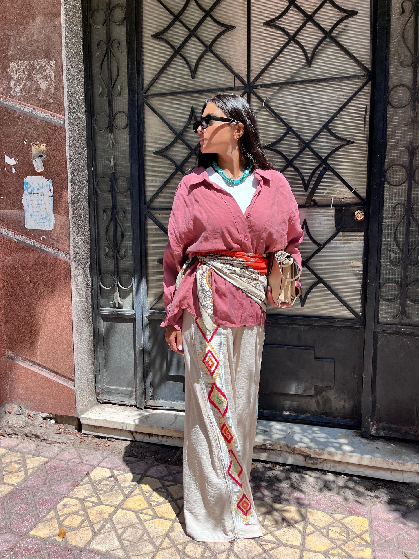 Pants DQ Beige Orange Line Sides