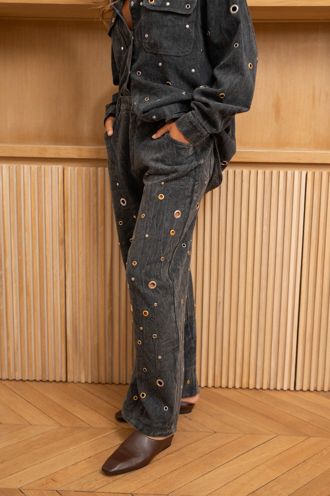 Set Denim Grey Circles