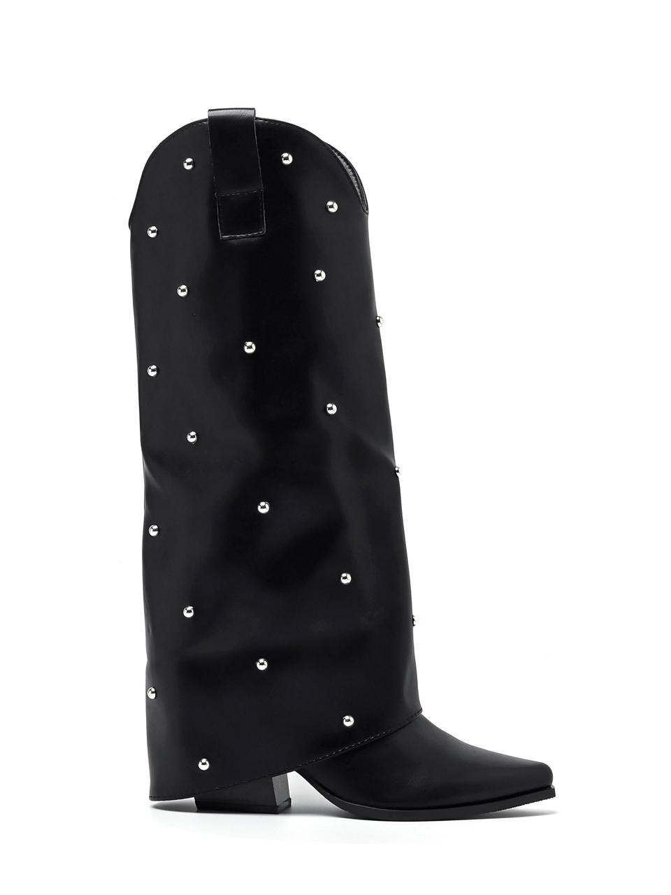 Heeled Ankle Studs Black