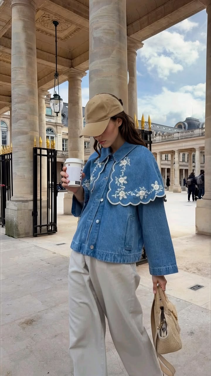 Jacket denim embroidered