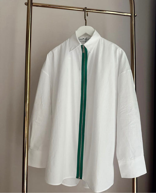 Chemise White Klein - Green Line Zipper