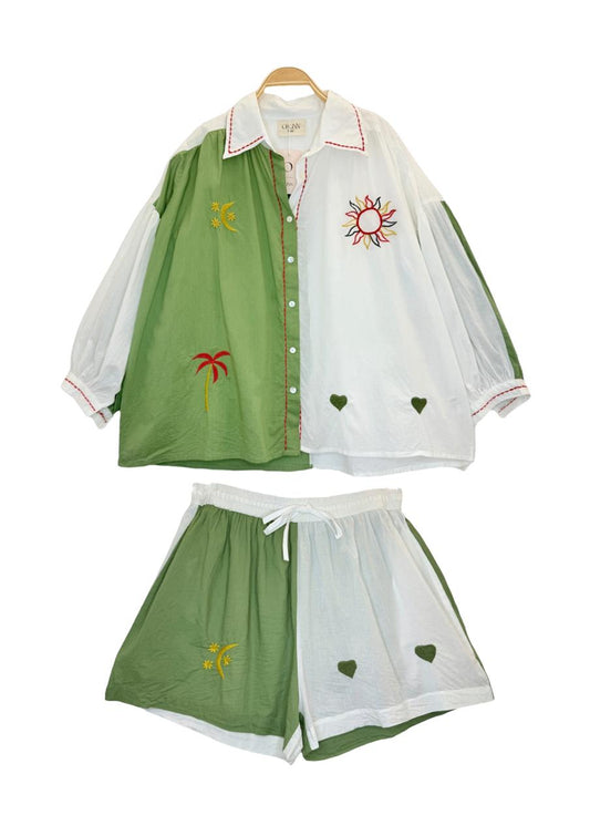 Set Orlin Half White Half Green