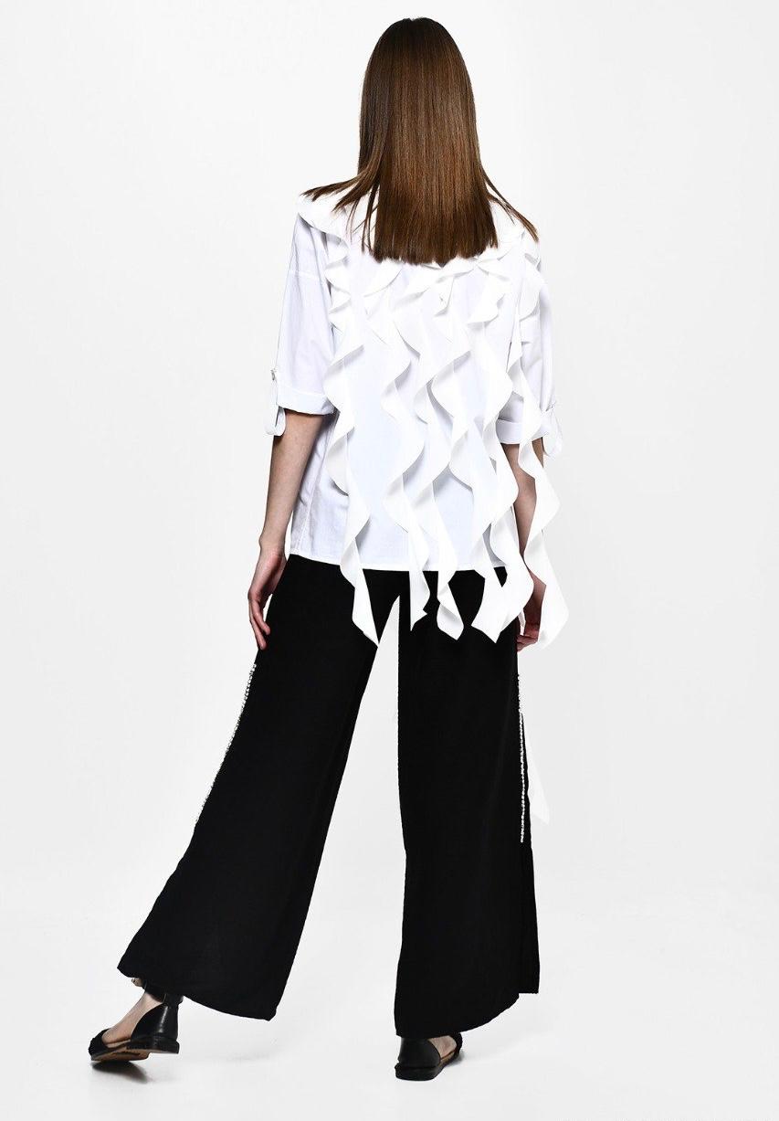 Cotton White Shirt With Ruffle