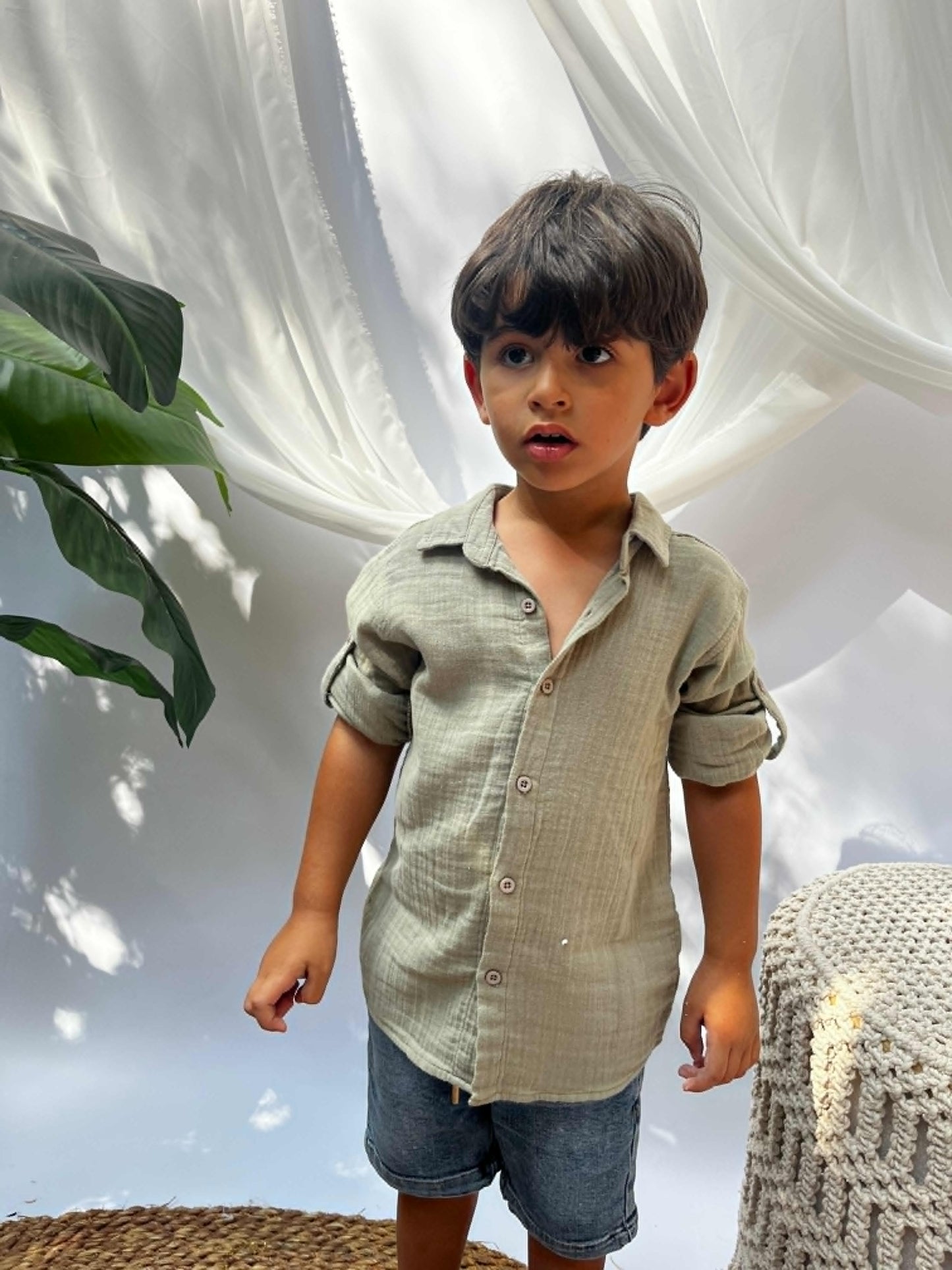Linen Cotton Long Sleeves Olive