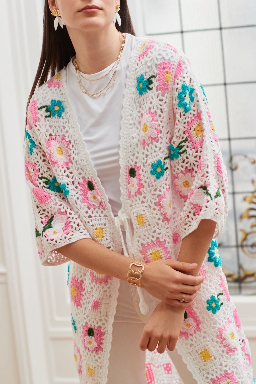 Crochet Long Kimono Colorful