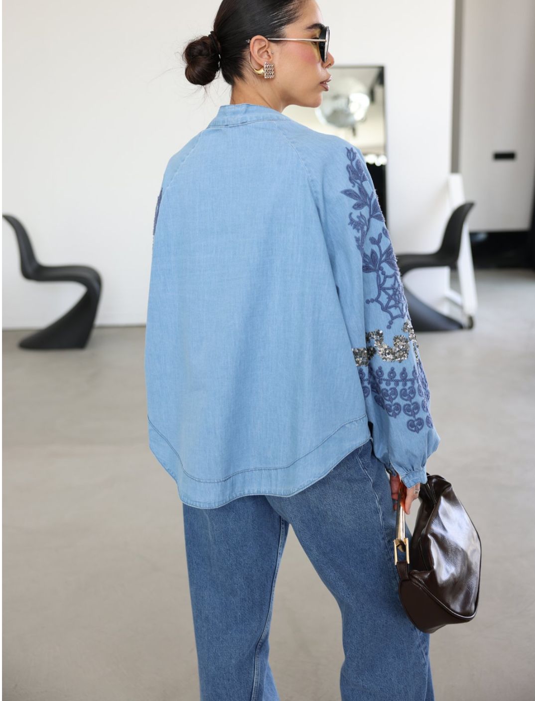 Embroidery Kimono Cotton Denim