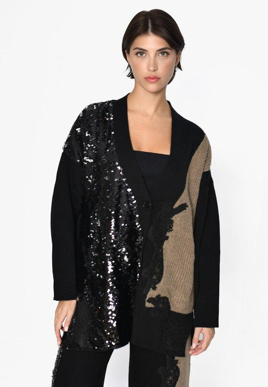 Cardigan Payette Black Beige