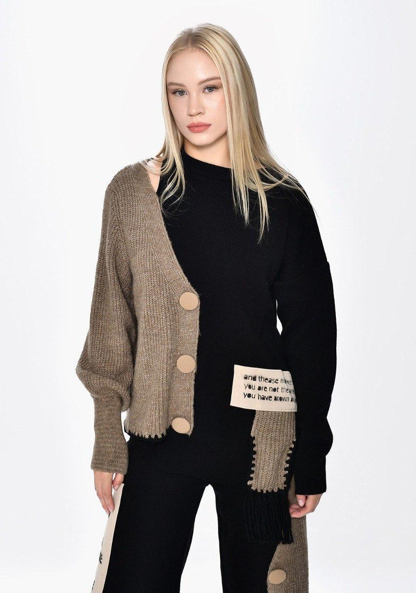 Cardigan Black Half Beige