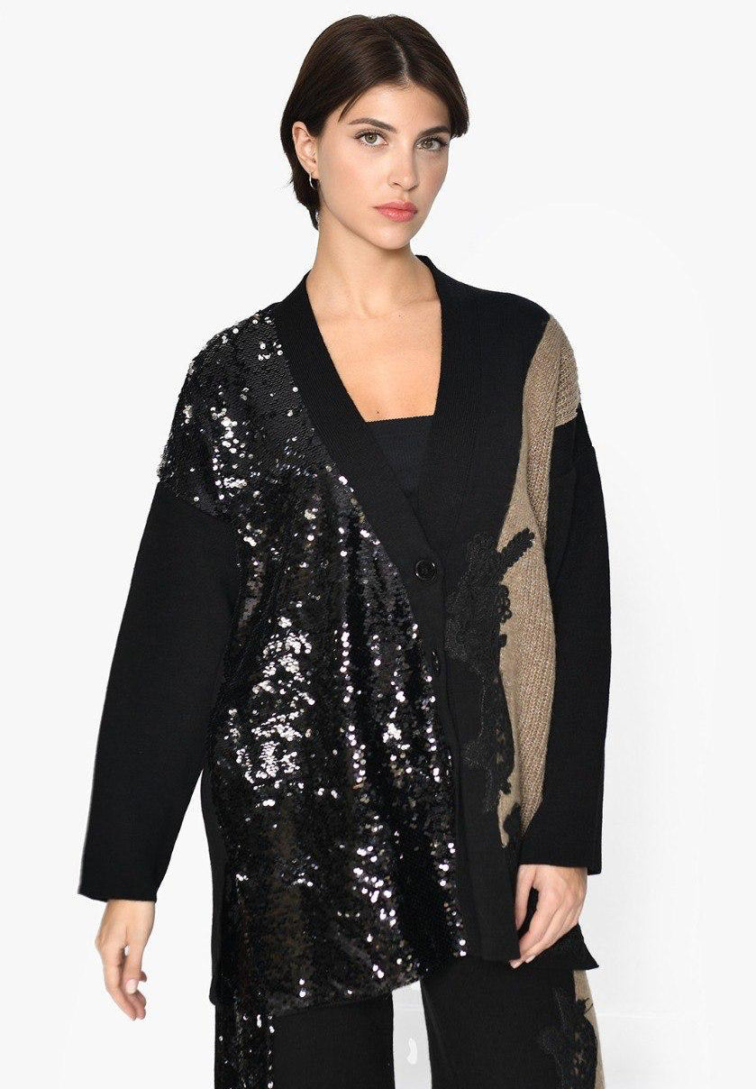 Cardigan Payette Black Beige