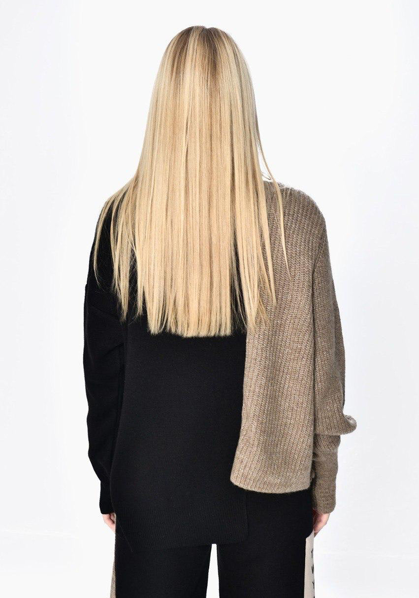 Cardigan Black Half Beige