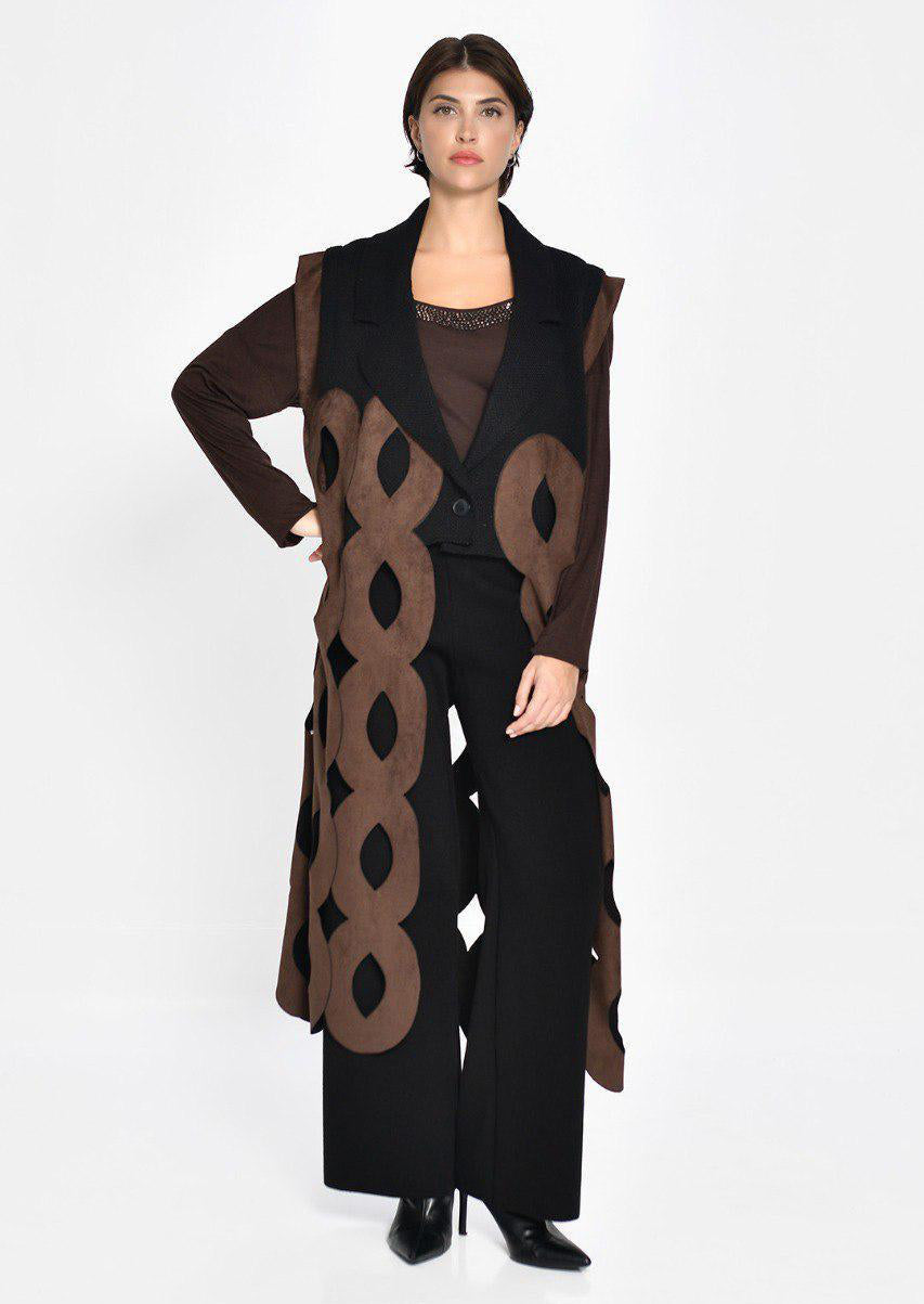 Vest Black Brown Circles