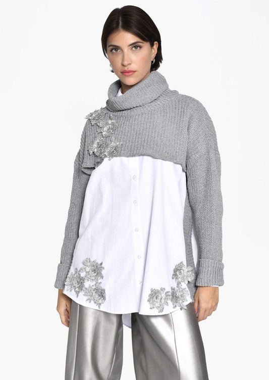 Shirt Attached Grey Knit